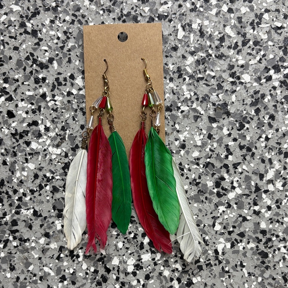 Colorful Feather Drop Earrings